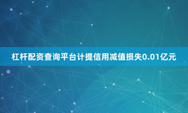 杠杆配资查询平台计提信用减值损失0.01亿元